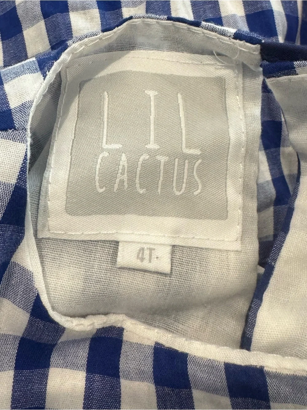 Lil Cactus Girls Royal Blue and White Gingham A-Line Dress Size 4T